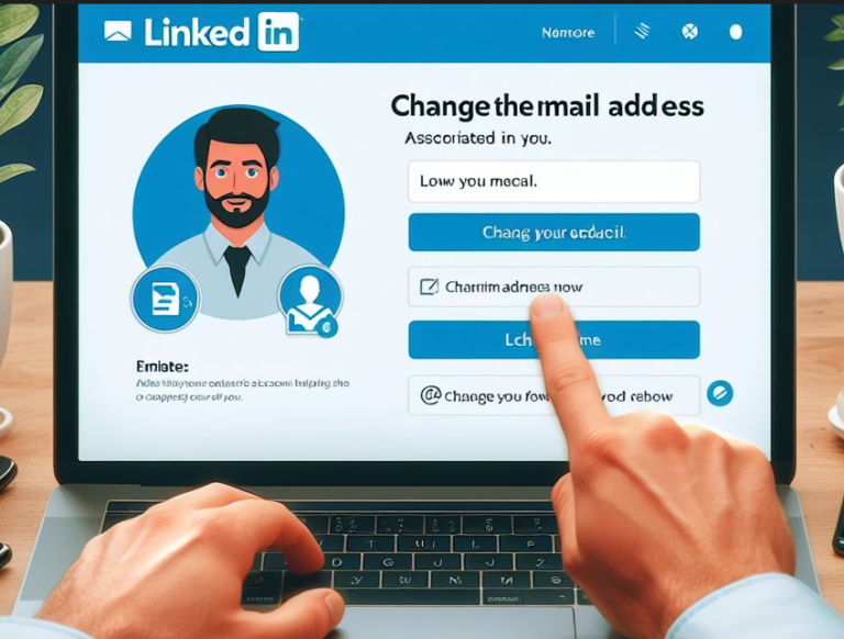 An image of a someone trying to change their LinkedIn email on a pc