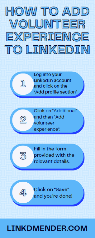 How to Add Volunteer Experience to LinkedIn Infographic